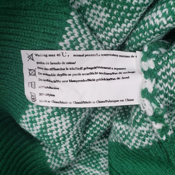 Sykooria Women's Green White Crew Neck Long Sleeve Ugly Holiday Sweater Medium - Picture 10 of 10